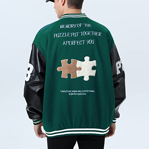 Image of Varsity Jacket Unisex Y2K Embroidered Letterman Bomber Jacket Casual Baseball Jackets