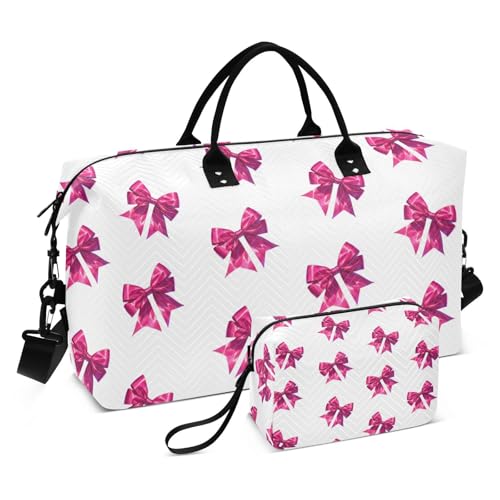 Rose Red Bows Travel Duffel Bag, Shoulder Weekender Overnight Bags - Large Gym Bag with Wet Pocket