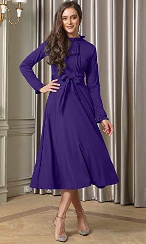 Image of KOH KOH Womens Long Sleeve Semi Formal Work Elegant Pockets Mini Midi Dress