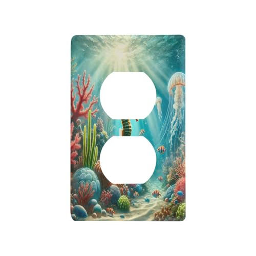 Sea Light Switch Cover Decorative Receptacle Outlet Wall Plate Guard Plastic Wall Outlet Cover for Farmhouse Home Decor Livingroom (Duplex Outlets Cover)