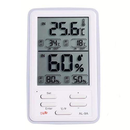 Image of KRESHU Digital Alarm Thermometer and Hygrometer Humidity Clock LCD Display Temperature Internal & External Sensor Meter Measurement Tool Electronic Humidity Clock for Home, Office (1-Pcs)