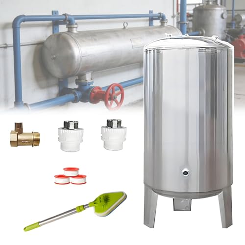 QuinteZhenTially Tanques Verticales Almacenamiento Agua Presurizada Acero Inoxidable,Máquina Aguas Presurizada Vertical,60/100/160/200 Tanques Presión Agua Bomba Pozos WithCleaningPort-100L/26gal