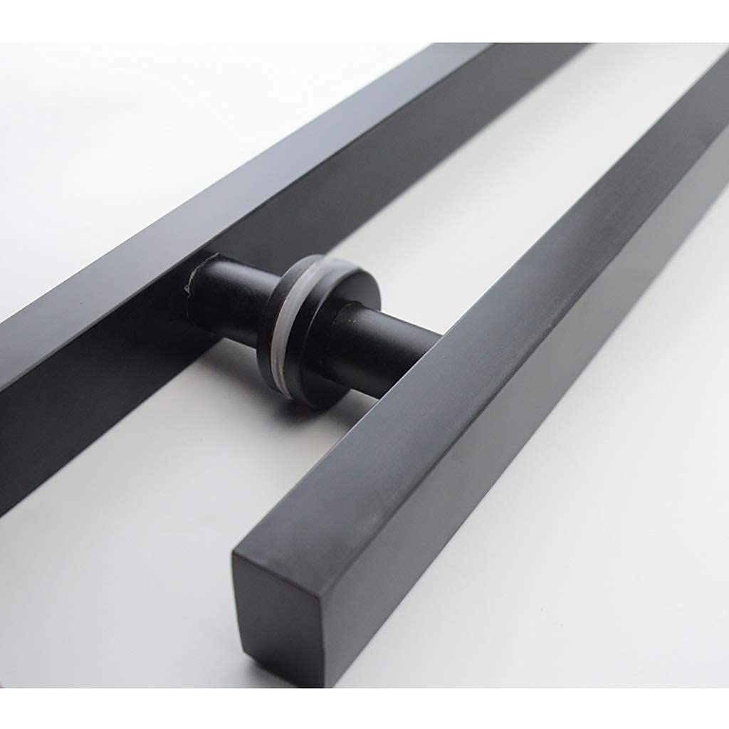 Pasamanos de escalera universal para interiores y exteriores, manija de puerta de vidrio de tubo cuadrado de acero inoxidable negro/manija de puerta de granero para el hogar/oficina - 3 long