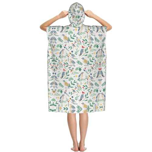 Peignoir à capuche poids léger et séchage rapide motif oiseau - 3