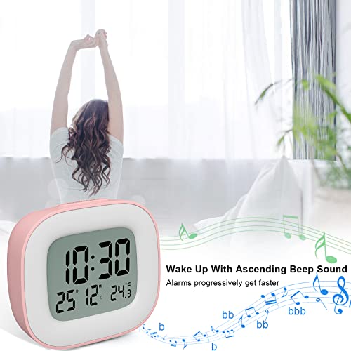 Image of Alarm Clock, Bedside Alarm Clocks Battery Operated - Digital Clock with Temperature Display, Snooze Function and Backlight for Travel, Bedroom