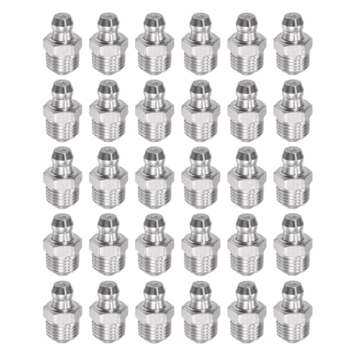 Image of uxcell 201 Stainless Steel Straight Grease Fitting M10 x 1mm Thread Hydraulic Grease Fitting Accessories, 30Pcs