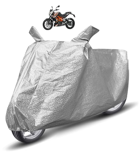 Image of Auto Hub Waterproof Bike Cover Compatible with KTM 390 Duke Dustproof, UV Protection Two Wheeler Bike 390 Duke Cover - Metallic Silver