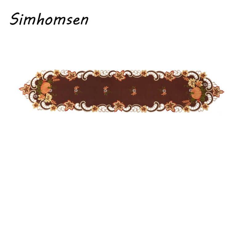 Simhomsen Bestickter Tischläufer Herbstblätter – Für Thanksgiving & Herbstdeko, 35,6x396,2 Cm, Doppelt Dick, Maschinenwaschbar