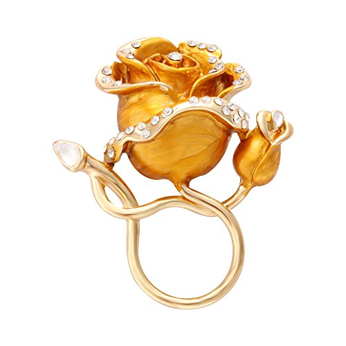 Image of Luxury Crystal Rose Flower Eyeglass Holder Clip Brooches Work ID Holder for Shirt(1)