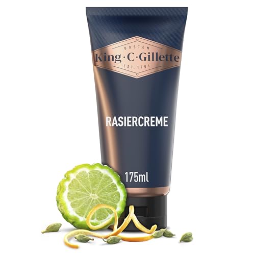 King C. Gillette Bartpflege Original-Rasiercreme (175 ml), feuchtigkeitsspendende Gesichtspflege für empfindliche Haut und ein Ergebnis auf Barber-Niveau, Geschenk für Manner