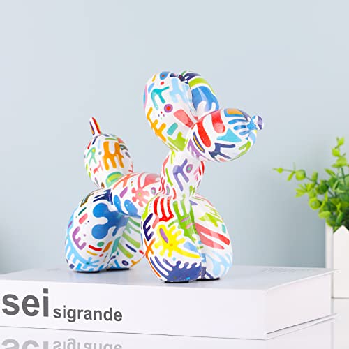 Creative Graffiti Balloon Dog Sculpture, Modern Color Art Balloon Dog Statue, Modern Abstract Balloon Dog Figurines, Resin Balloon Dog Animal Decor, Suitable For Home Desktop Office Study Shelf Decor #TOP3