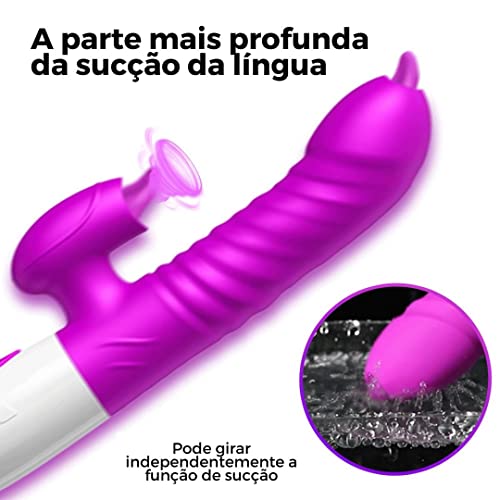 Vibrador Língua Dupla Rotativo Telescópico Aquecimento Clitóris Estimular 10 Velocidades Brinquedos
