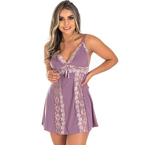 Camisola Romantica Com Detalhe Em Renda | Afrodite 2029 cor:lilás;tamanho:G