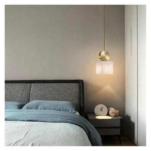 Éclairage LED intégré pour suspension en laiton et albâtre durable