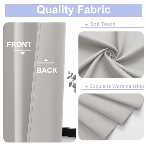 Image of Simplebrand Ava Natural Extra Long 10ft Curtains for Patio 120 Inches Long 2 Panels Set, Room Darkening Solid Thermal Insulated Energy Saving Rod Pocket Window Treatment Curtains Drapes, 50 Wx120 L