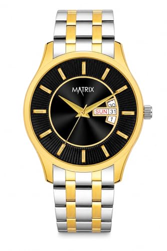 Image of Matrix Luxury Style Men's Analog Watch | Two Tone Chain Strap Watch with Day Date Feature | for Men & Boys