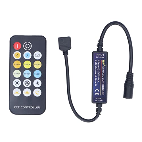 BuyWeek LED Streifen Controller, Mini CCT RGB Controller LED Farbtemperatur Dimmer Controller mit 17 Tasten Funkfernbedienung für Familie, KTV