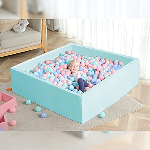 Trendbox Extra Large Ball Pit 47.2X47.2X13.8In Foam Ball Pit Balls Kids Ball Pits For Toddlers Babies Balls Not Included - Light Blue #TOP5