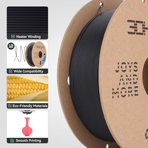 Image of 3DHoJor Matte PLA Filament 1.75mm, Upgrade Matte 3D Printer PLA Filament, 1KG Cardboard Spool 3D Printing Filament for 3D Printers(Matte Black)