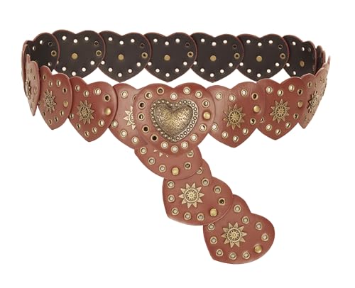 Western Cowgirl Belt for Women - Vintage Boho Disc Concho Waist Chunky Belt Circle Brown Wide