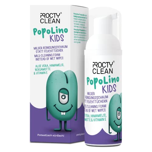 PorctyClean PopoLino Kids – Espuma de limpieza suave en lugar de toallitas húmedas – Hace glúteos y medioambientales – Con aloe vera, hamamelis, begamota y vitamina E