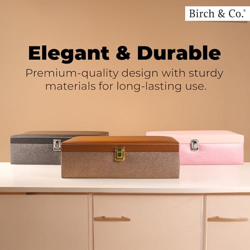 Image of Birch & Co. Bangle Organizer - Bangles Box for Women - Chudi Box for Bridal - Bangle Storage Box for Bride, Durable & Elegant Bangle Holder, Large, Gold,Engineered Wood