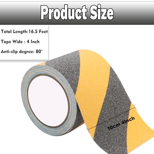 Image of Heavy Duty Anti Slip Grip Tape for Stairs Floor Outdoor /Indoor Waterproof 4 Inch x 16.5Ft Freads Non Slip Friction Tape Adhesive for Skateboards Stairs Ramps Black Yellow
