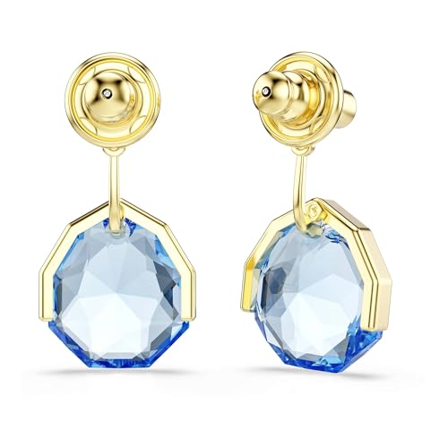 Image of Swarovski Gema earring jackets, Blue, Gold topcoat