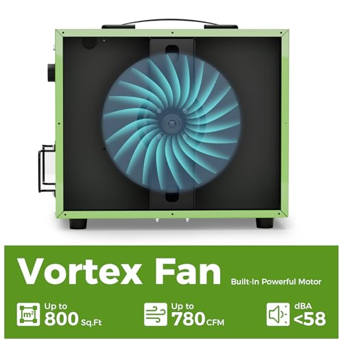 ALORAIR Portable 2 Stage (580/780 CFM) Intake Air Filtration Systems Woodworking with Strong Vortex Fan, Movable Air Filter for Garage, Home, Workshop, Bench Top, Shop Dust Collectors, Purecare 780S