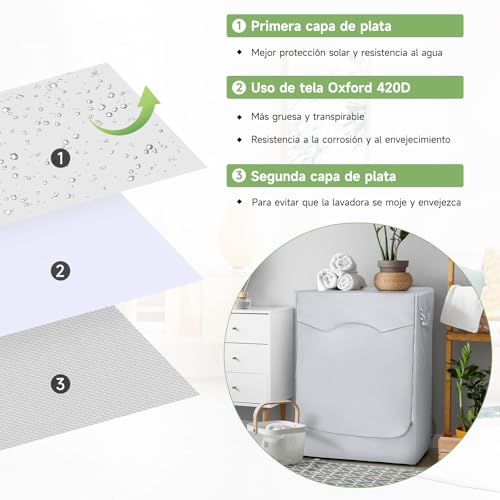 Funda Lavadora Exterior Impermeable - Plata - 60*64*85 - Imagen 5
