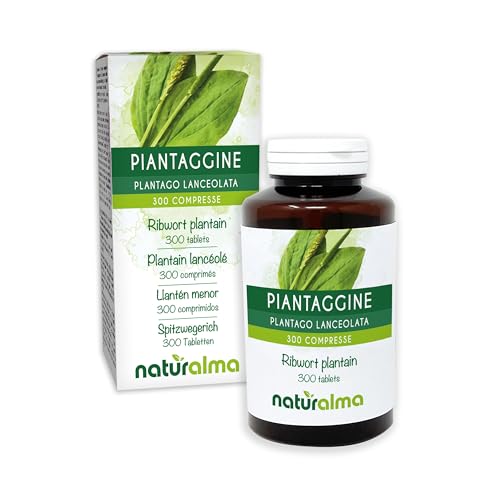 Llantén menor o siete venas (Plantago lanceolata) hojas Naturalma - 150 g - 300 comprimidos - Complemento alimenticio - Natural y Vegano