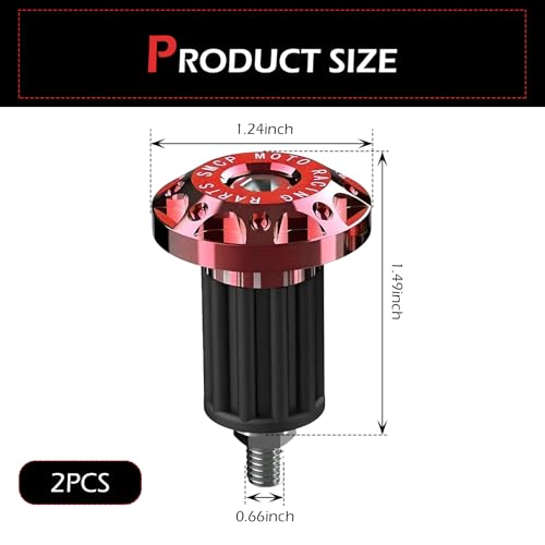 Image of 2 PCS Motorcycle Bar End Plug, Aluminum Alloy Handlebar Grip End Caps for Electric Car Scooters, Off-Road Motorcycles (Red)