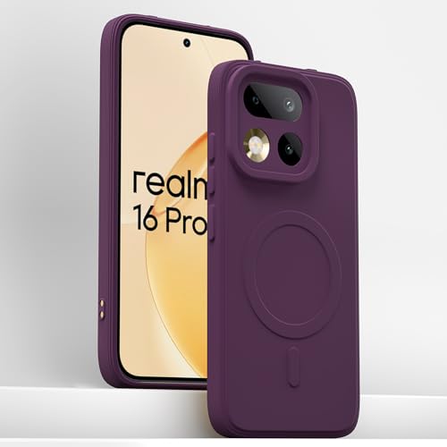 Image of Pikkme Back Cover for Realme 16 Pro 5G Soft Matte Silicone Mag-Safe Design (Mag-Safe Not Support) Camera Protection | Slim Fit Bumper Cover (Purple)