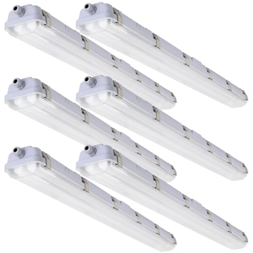 kadision 4FT LED Vapor Tight Light Fixture with 2 Replaceable T8 Tubes, 40W 5600lm 5000K Daylight 100-277V, Surface Mount IP65 Vapor Proof Lights for Car Wash, Garage, Store, 6-Pack by kadision - Used condition - US$158.97