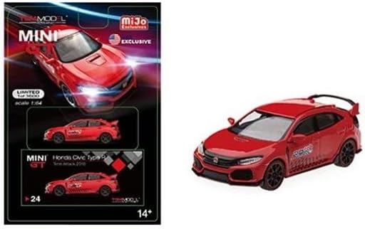 Mini GT 2017 Honda Civic Type R (FK8), rojo MGT00024-MJ - 164 escala fundido a troquel modelo coche de juguete