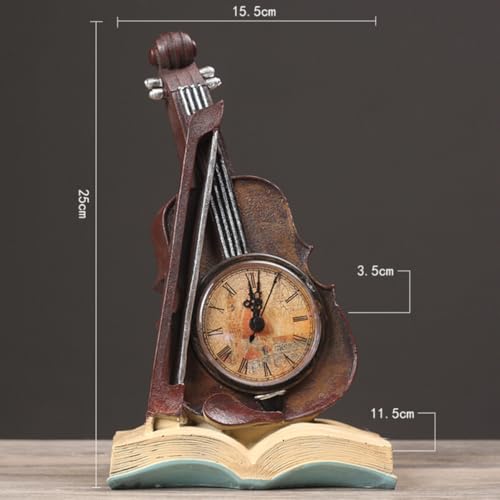Reloj de violín rojo BESTOYARD de resina para decoración de escritorio 3