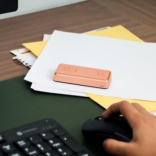 Image of ZAHEPA Realistic Metal Copper Bar Paperweight for Office Table, Fake Copper Biscuit Paper Weight Table Decoration, Prop for Jewellery Shop & Heist Theme, Unique Gift for Home & Office (Pack of 1)