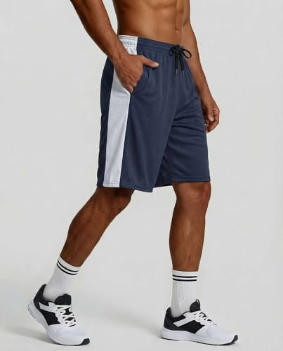 Image of Real Essentials 5 Pack: Men's 9 inch Mesh Shorts - Athletic Gym, Workout, Basketball, Running, Casual Lounge Activewear Pockets