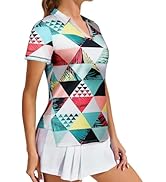 Vldnery Women's Golf Shirts Short Sleeve v Neck Loose Fit Plain Workout Tennis Polo T-Shirts