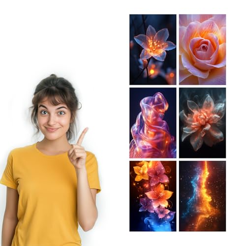 Image of SiddArtify Floral Wall Art Prints Set - Abstract Flower Poster Decor for Living Room Bedroom Office - 12x18 inch Sticker Pack of 6