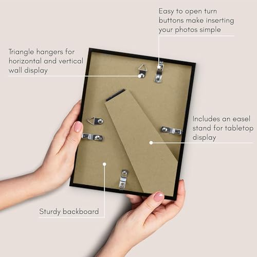 Americanflat 8x6 Photo Frame in Black - Use as Thin Border 6x4 Photo Frame with Mount or 8x6 Frame without Mount - Horizontal and Vertical Formats for Wall and Tabletop - Image 4