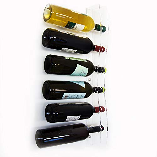 Fimel Portabottiglie di Vino Verticale a Parete capacità 6 Bottiglie in plexiglass Trasparente Misura L.6XH.66XP12 cm