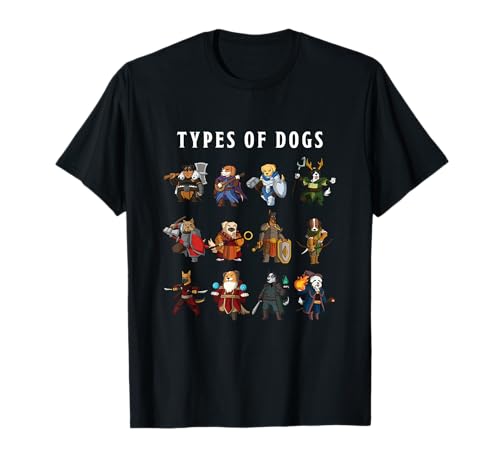Types of Dogs RPG Gaming Funny Nerdy Geeky Gamer T-Shirt