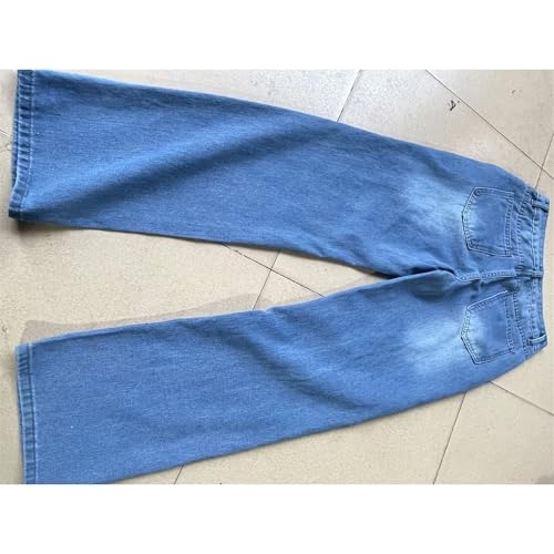 Light Wash Jeans Women Mid Waisted Straight Leg Stretchy Loose Denim Pants 2025 Trendy Summer Casual Baggy Trouser2