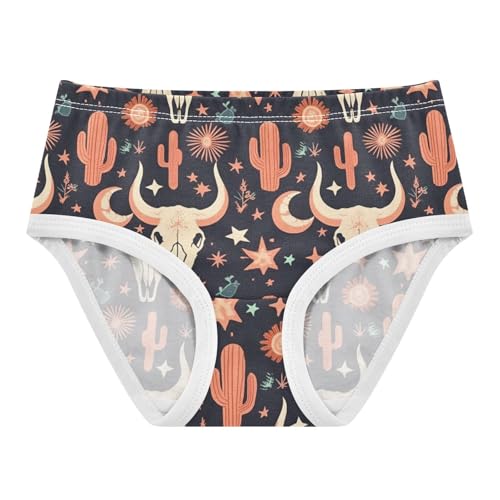 Wusikd Cow Skull Girls' Underwear Cotton Cactus Stars Moon Girls Briefs Soft Toddler Underwear 2T