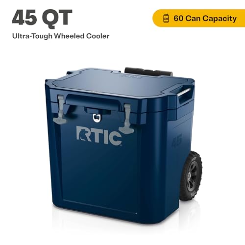 RTIC 45 QT Wheeled Ultra-Tough Cooler Hard Insulated Portable Ice Chest Box for Beach, Drink, Beverage, Camping, Picnic, Fishing, Boat, Barbecue,... - Image 2