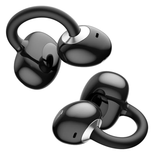 OHAYO Open Ear Earbuds Clip On Earpbuds Lightweight Comfort Wireless Clip On Earphones with Smart Digital Display 40H IPX6 Waterproof Bluetooth 6.0 for Running Gym Outdoor Sports