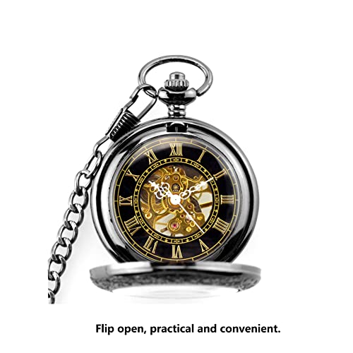 Reloj de bolsillo antiguo para hombre con esfera de números romanos 5