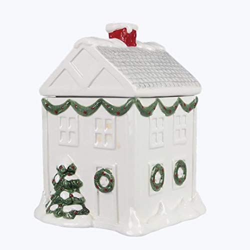 Young's Inc. Large Pet Treat Jar with Lid - Perfect for Dog and Cat Treats - Ceramic Canister for Cookies, Candies, Biscuits, Bones, and More - Christmas House