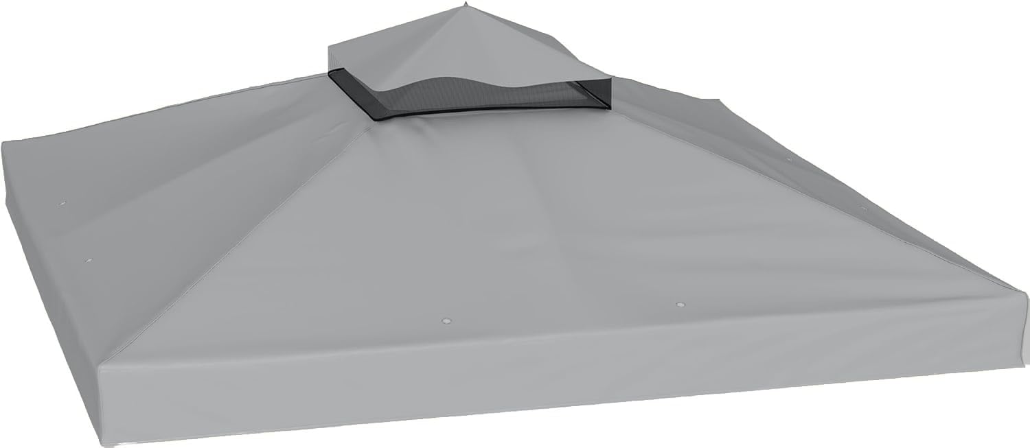 Gardenia Telo di Ricambio per Ombrellone 3x4 m con Flaps Laterali – Tessuto Resistente e Impermeabile – Protezione UV – Colore Grigio